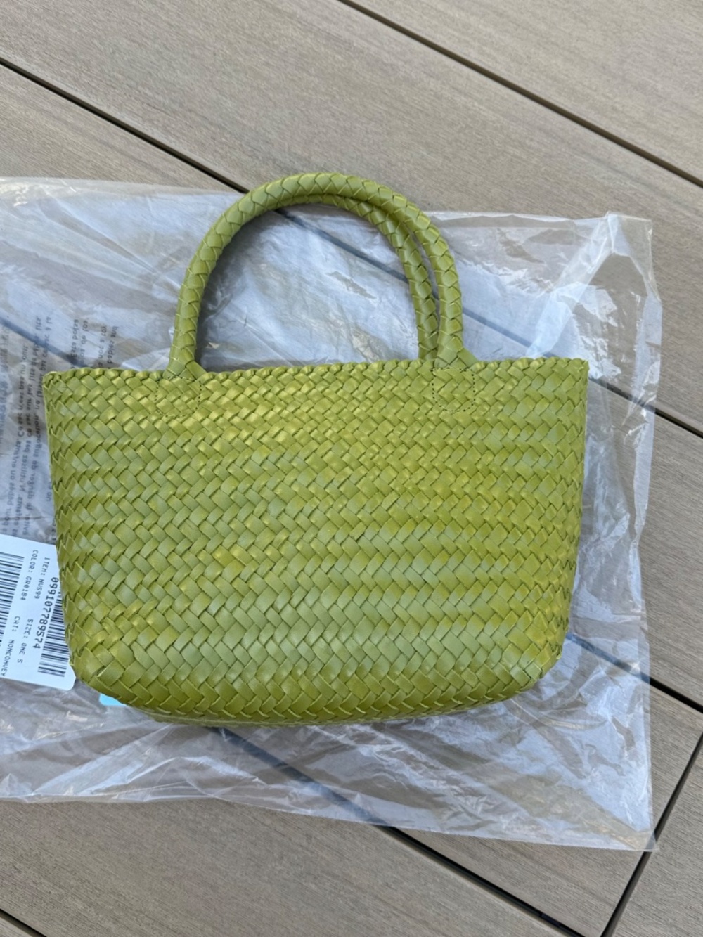 Madewell Woven Leather Mini Tote in Kiwi Green - Picture 2 of 4